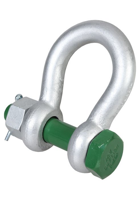 G 4163 Green Pin Standard Bow Shackle With Safety Nut And Bolt Pin Gpsab